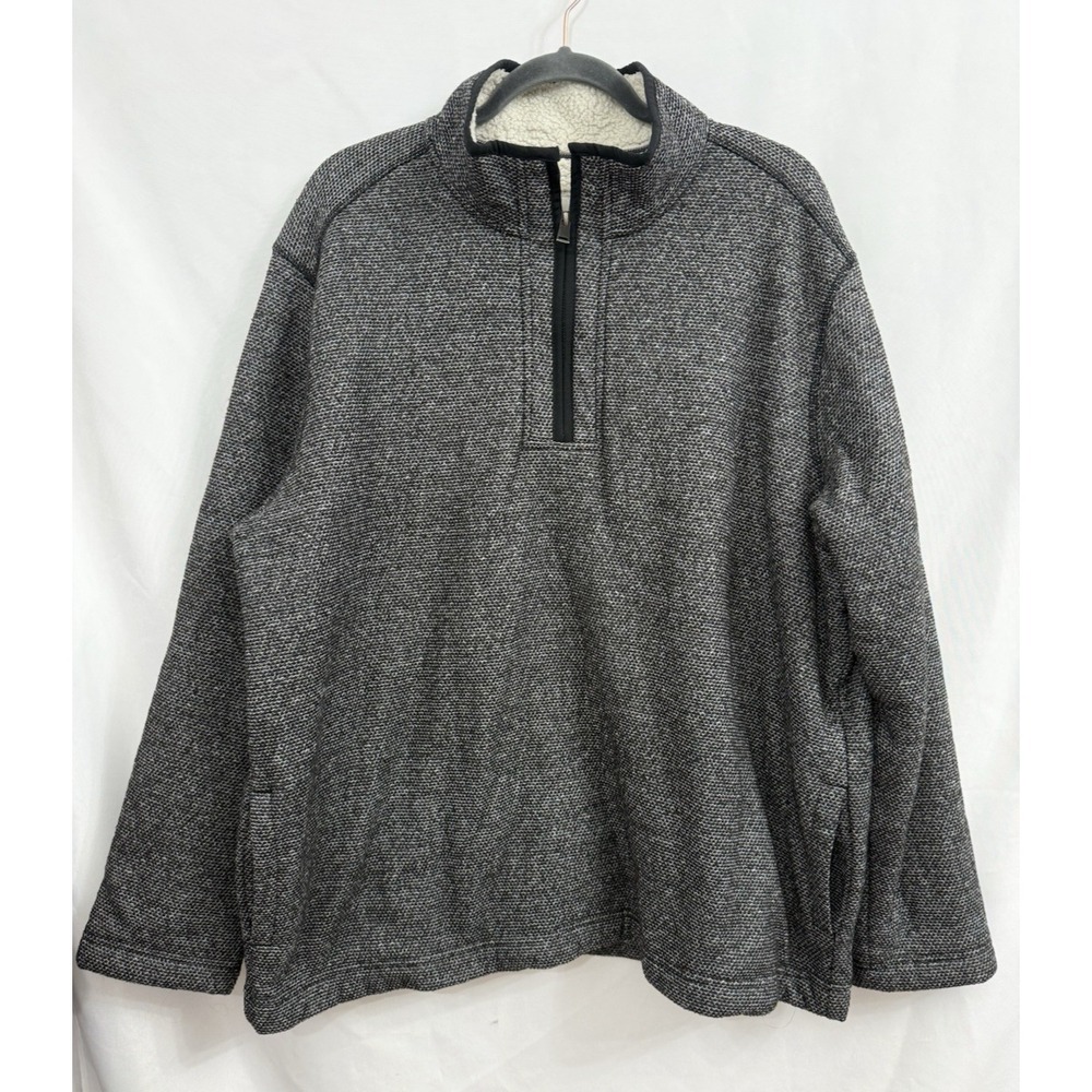 Orvis Fleece Sherpa Lined 1/4 Zip Black Sweater Pullover Mens  Size‎ XXL